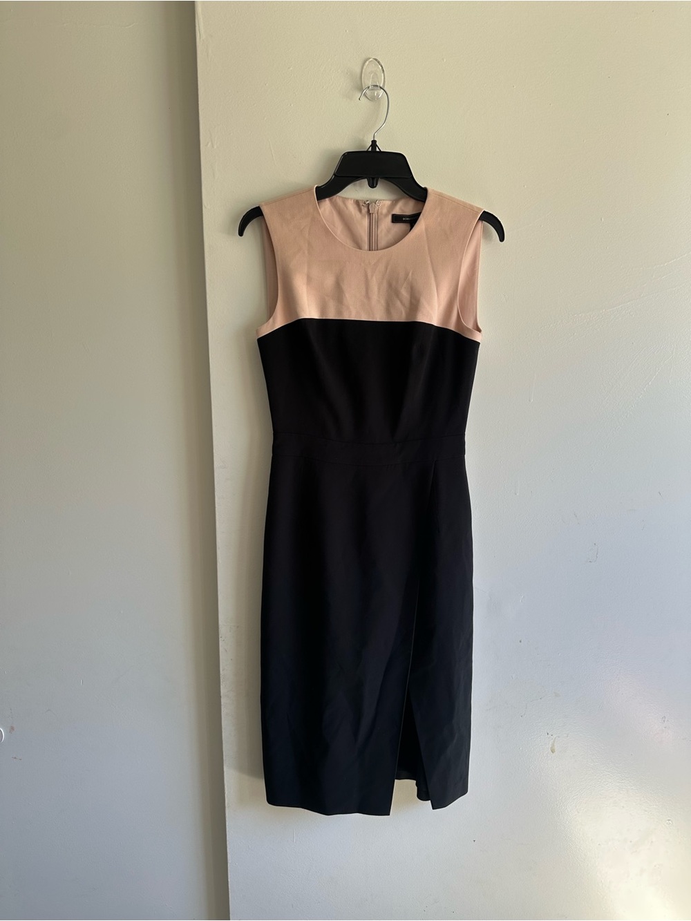 BCBGMaxAzria Blush and Black Colorblock Sheath Dress